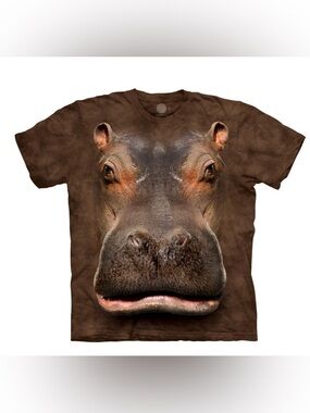 🦛🤎🦛 The Mountain 2XL Hippo Head Classic Cotton T-Shirt—Worn‎ once!